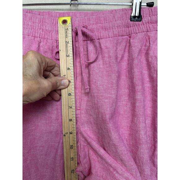 J. Crew Women's Size 10 Linen Cotton Blend Drawstring Pants Pink Cuffed Ankle - Picture 8 of 12